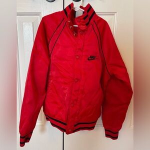 Nike Air Jordan RARE Vintage Satin Red Jacket with Black Trim